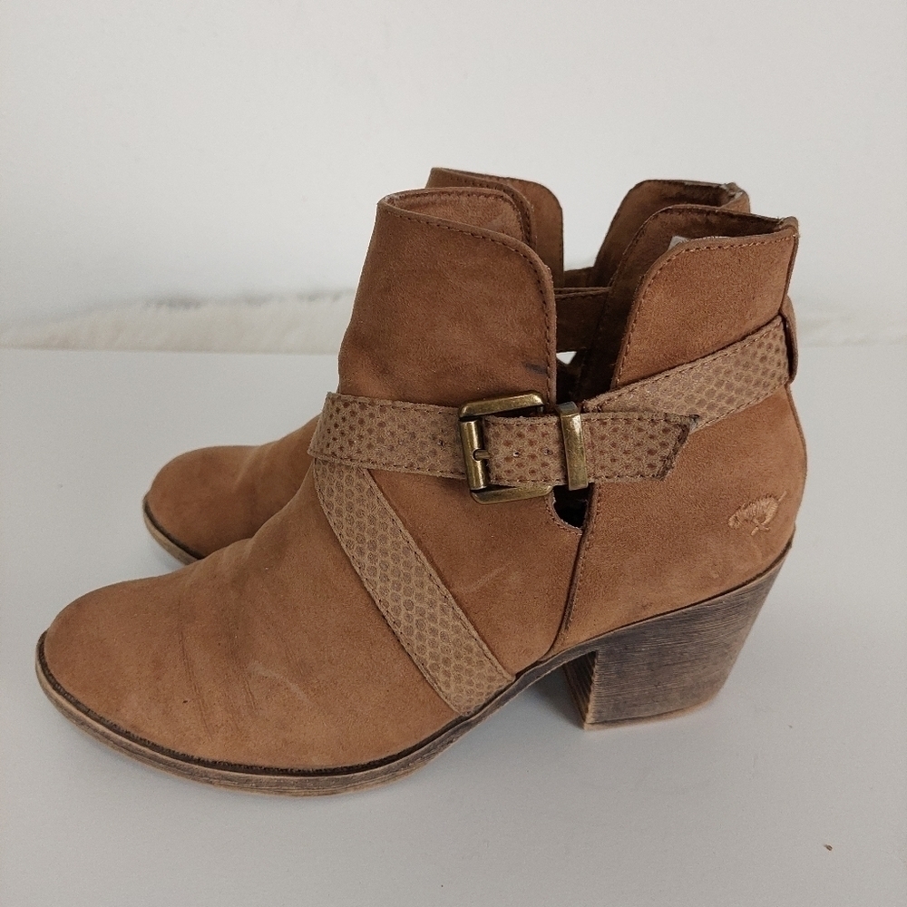 Rocket Dog Women's Sasha Graham Brown Vegan Leather Ankle Bootie Size 8.5 EU 39.
